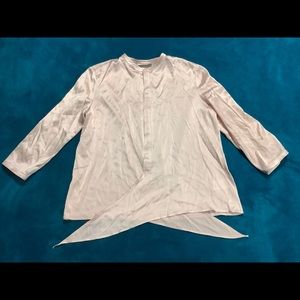 Max & Moi satin silk blush pink button up tie blouse